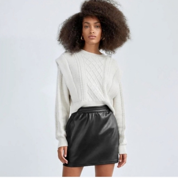 Babaton Skirts-Aritzia Black Flags Skirt-Size S-Faux Leather Skirt - Picture 2 of 6